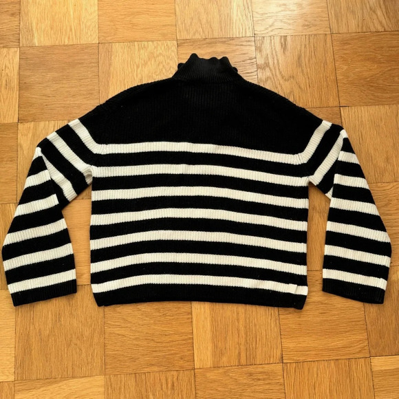& Other Stories XS Oversized Striped Black White Quarter Zip Sweater - Picture 3 of 8